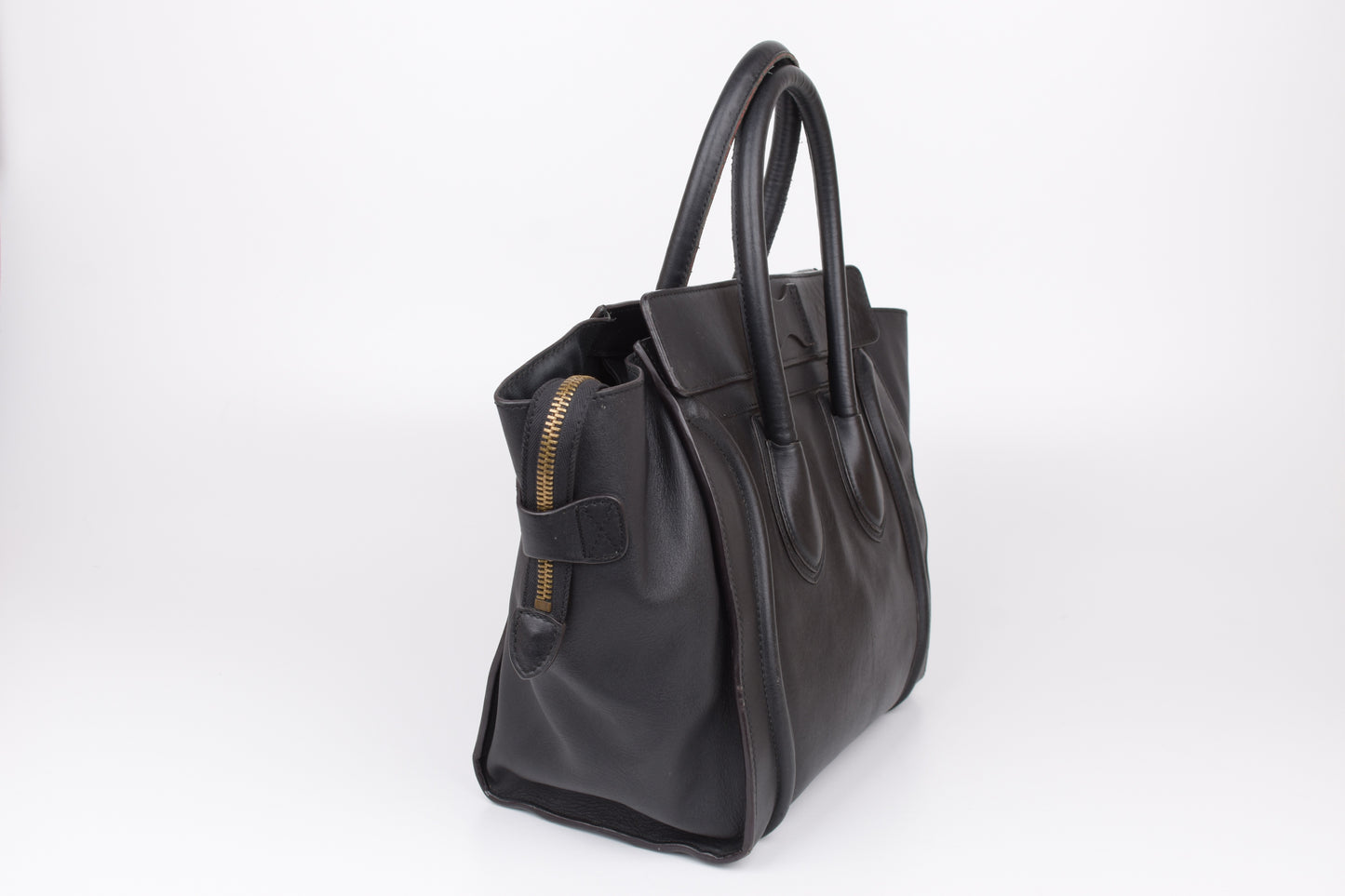 * CELINE 2014 Luggage Phantom Black Leather Hand Tote Bag, 30x30cm, V.Good 7/10 *Read