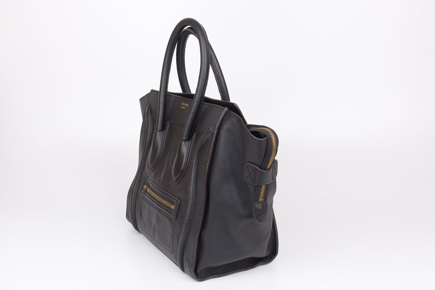 * CELINE 2014 Luggage Phantom Black Leather Hand Tote Bag, 30x30cm, V.Good 7/10 *Read