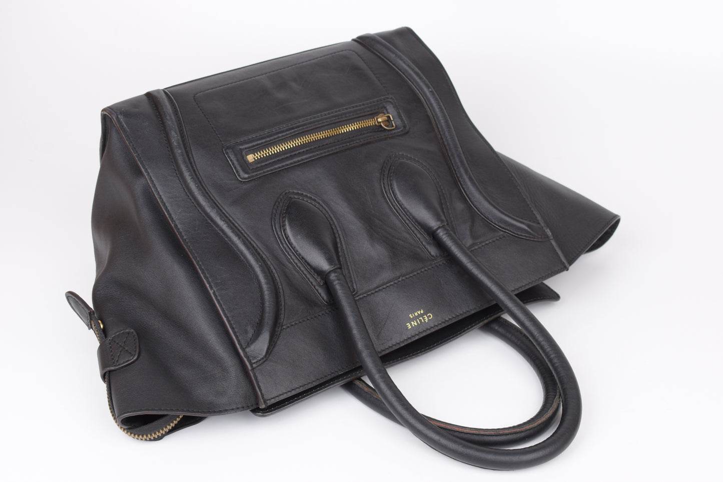 * CELINE 2014 Luggage Phantom Black Leather Hand Tote Bag, 30x30cm, V.Good 7/10 *Read