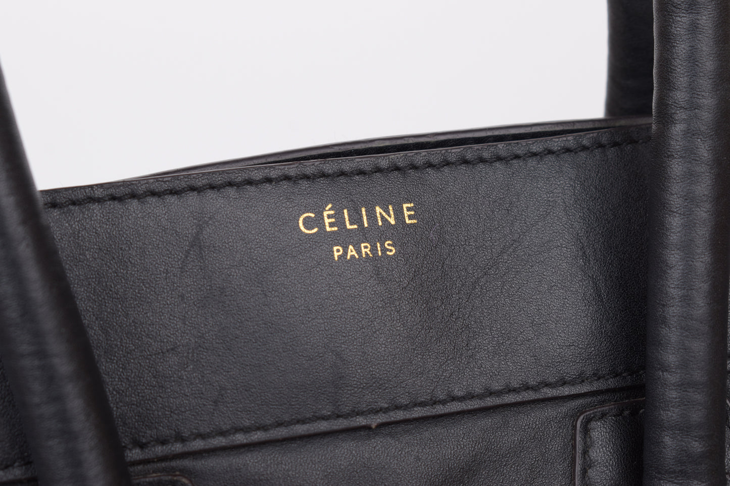 * CELINE 2014 Luggage Phantom Black Leather Hand Tote Bag, 30x30cm, V.Good 7/10 *Read