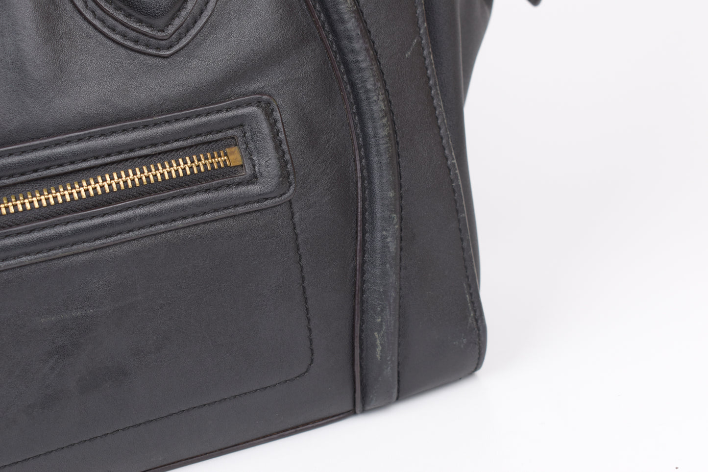 * CELINE 2014 Luggage Phantom Black Leather Hand Tote Bag, 30x30cm, V.Good 7/10 *Read
