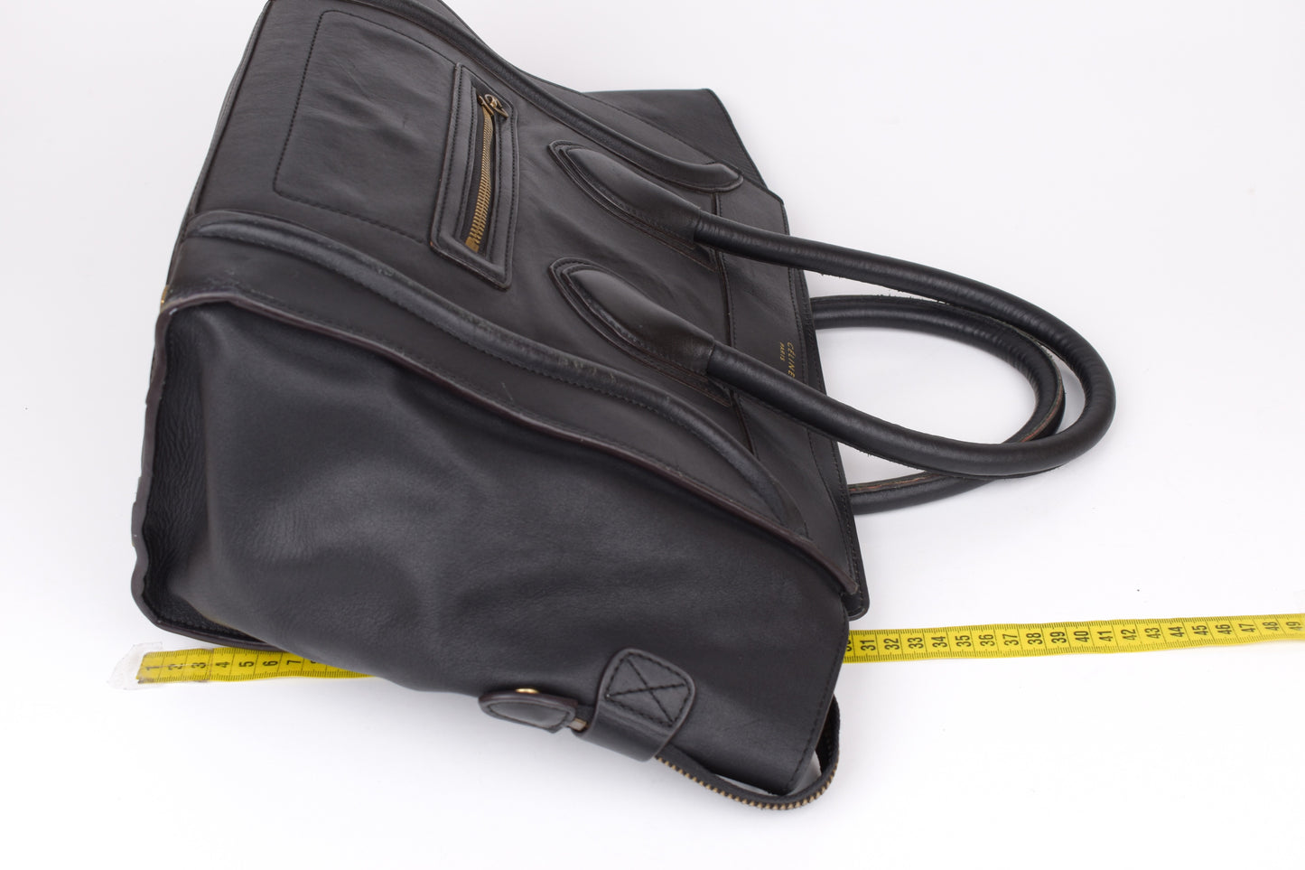 * CELINE 2014 Luggage Phantom Black Leather Hand Tote Bag, 30x30cm, V.Good 7/10 *Read
