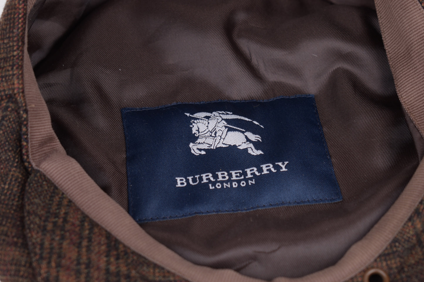 * Burberry London Vintage Men's Grey Nova Check Wool Flat Cap Hat, Size M, V.Good 7/10