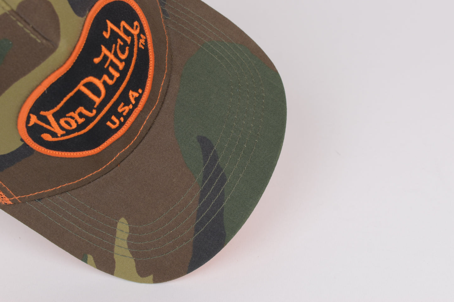 * Von Dutch Camouflage and Orange Trucker Cap Hat, Excellent 10/10