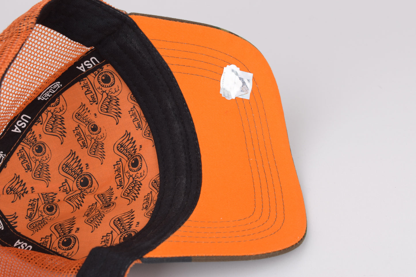 * Von Dutch Camouflage and Orange Trucker Cap Hat, Excellent 10/10