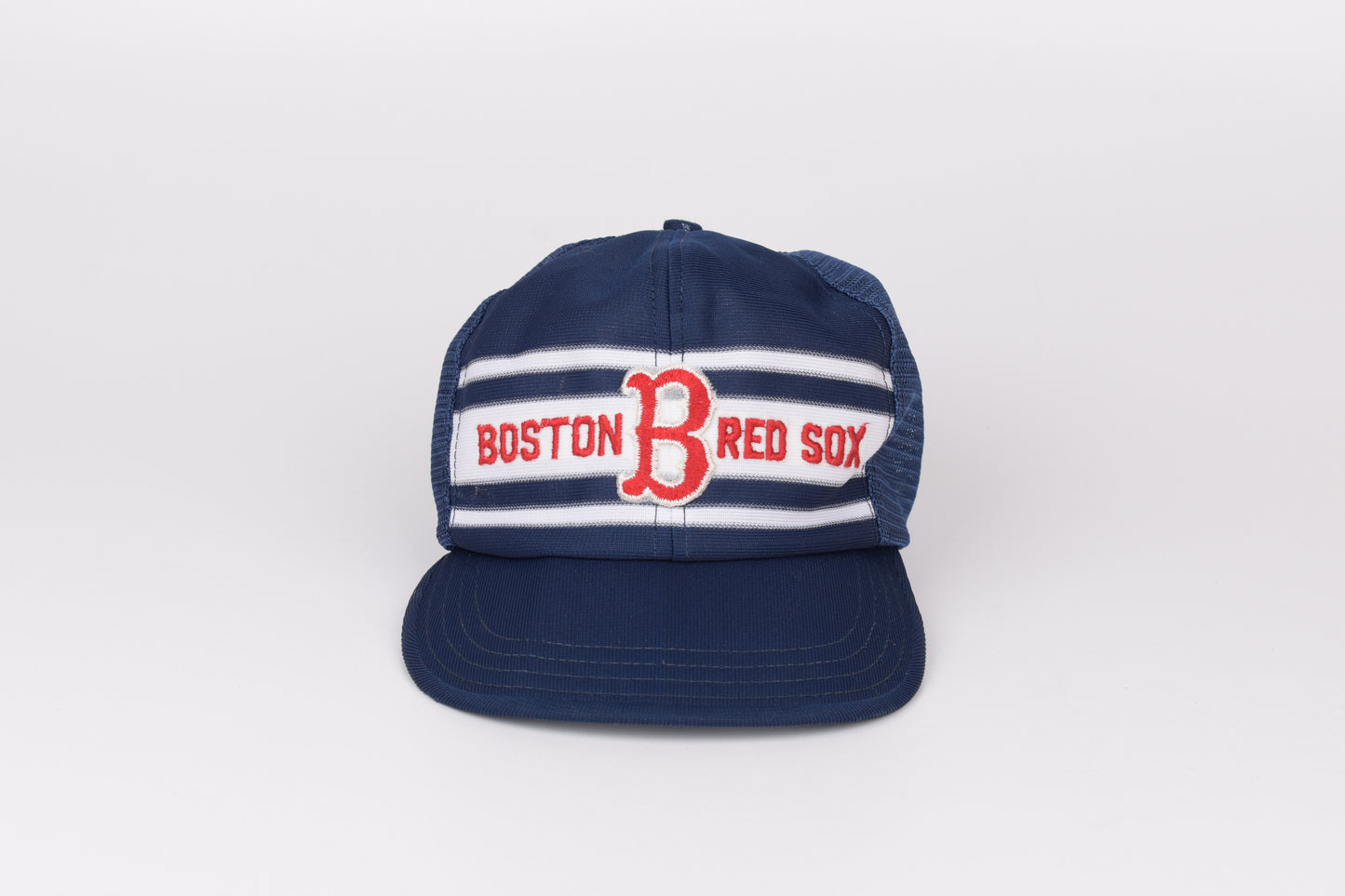 * Vintage 80s Boston Red Sox Embroidered Logo Trucker Snapback Hat Cap, Made in USA Good 5/10