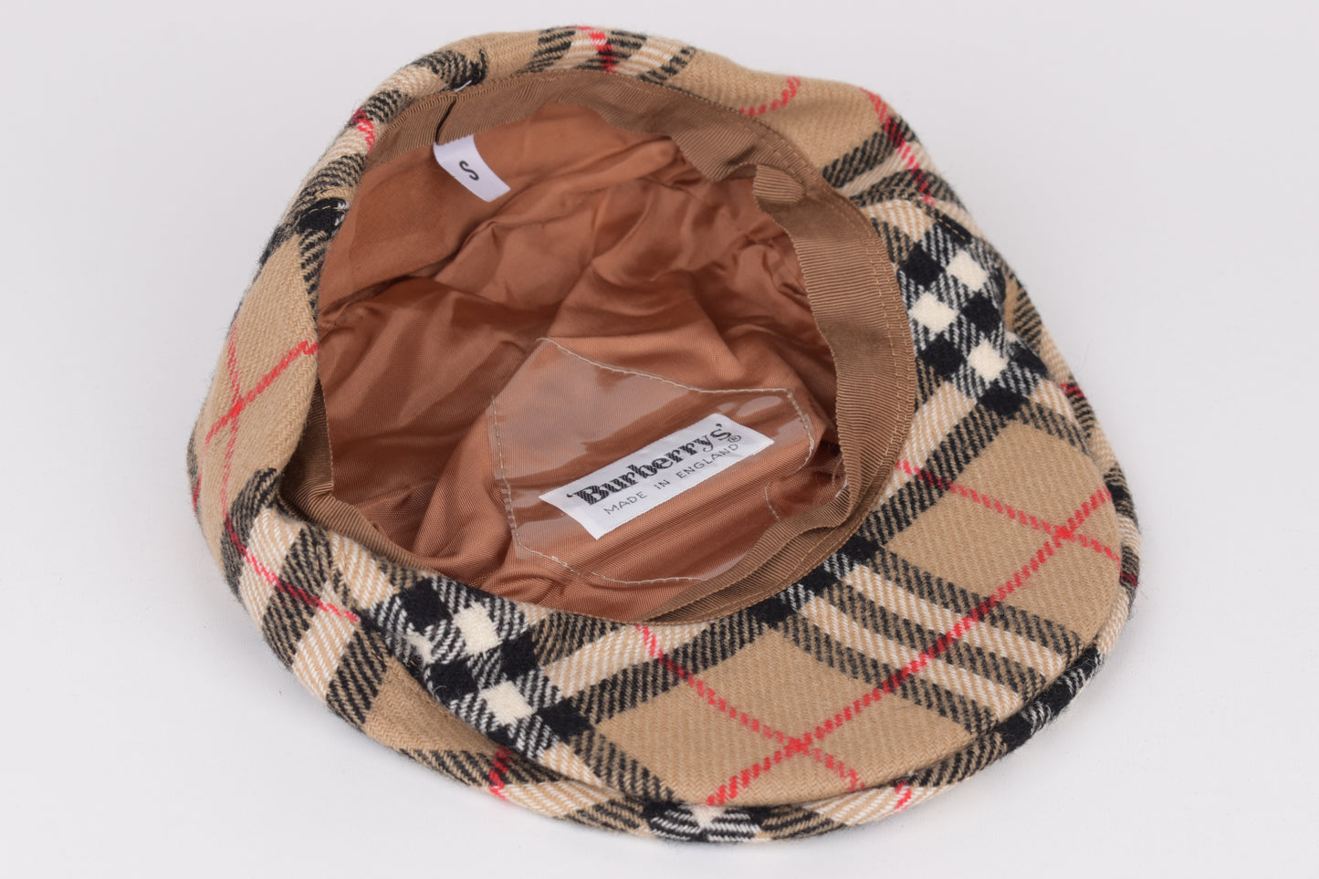 * Burberrys Wool Nova Check Flat Cap Hat, Size S, Excellent 10/10