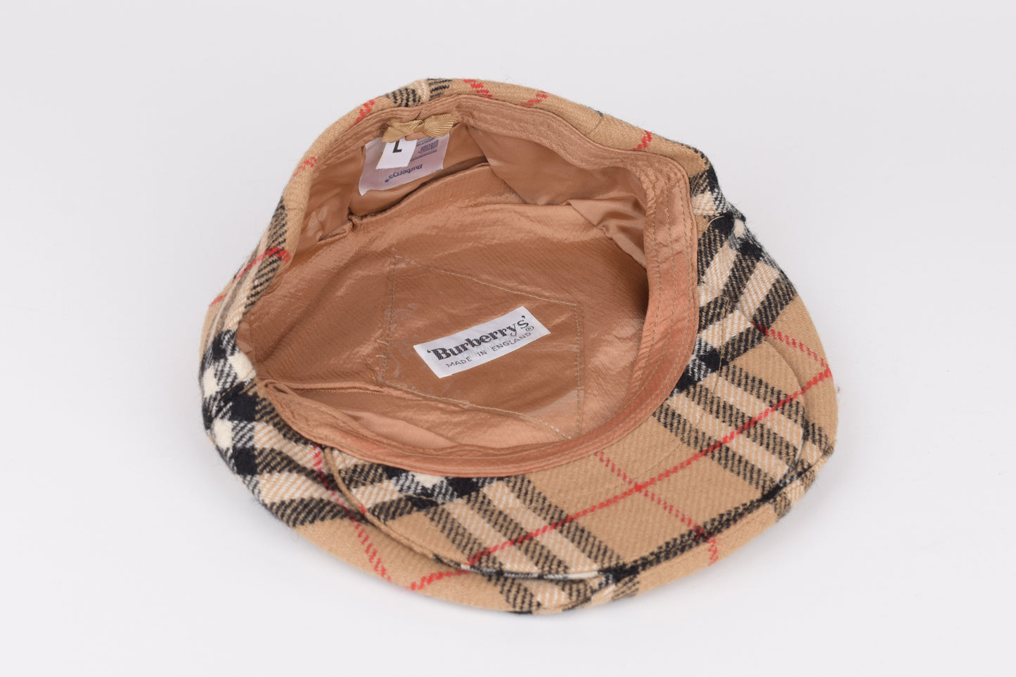 * Burberrys Wool Nova Check Flat Cap Hat, Size L, Excellent 10/10