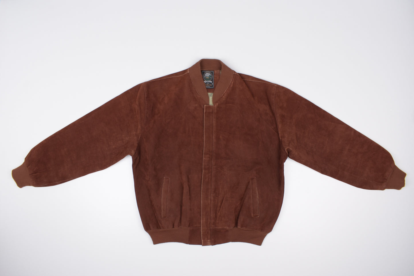 * Vintage Pervin Saint Laurent Brown Suede Leather Jacket Made in Italy, Size L, V.Good 8/10