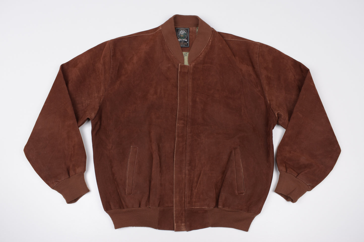 * Vintage Pervin Saint Laurent Brown Suede Leather Jacket Made in Italy, Size L, V.Good 8/10