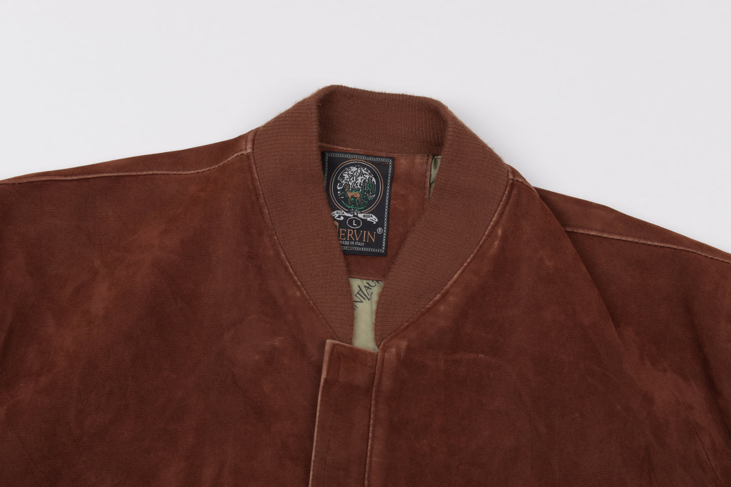 * Vintage Pervin Saint Laurent Brown Suede Leather Jacket Made in Italy, Size L, V.Good 8/10