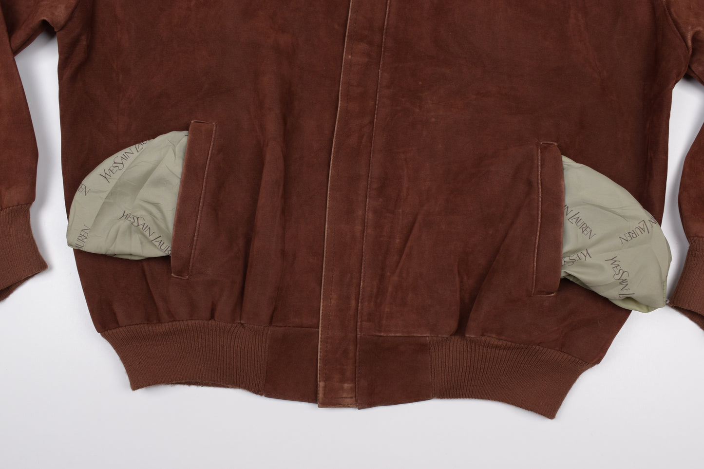 * Vintage Pervin Saint Laurent Brown Suede Leather Jacket Made in Italy, Size L, V.Good 8/10
