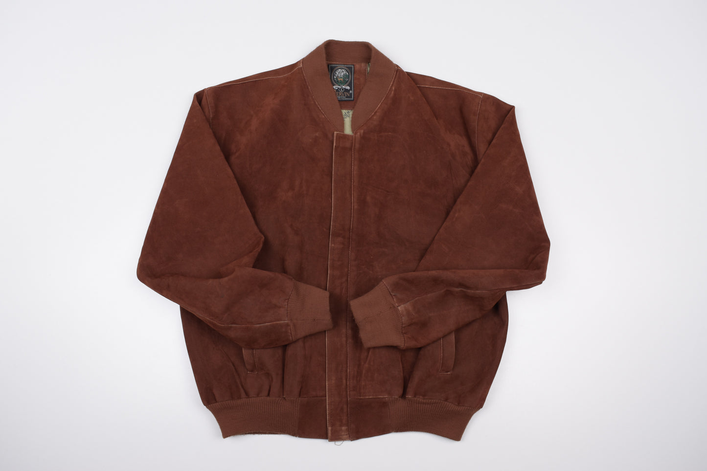 * Vintage Pervin Saint Laurent Brown Suede Leather Jacket Made in Italy, Size L, V.Good 8/10