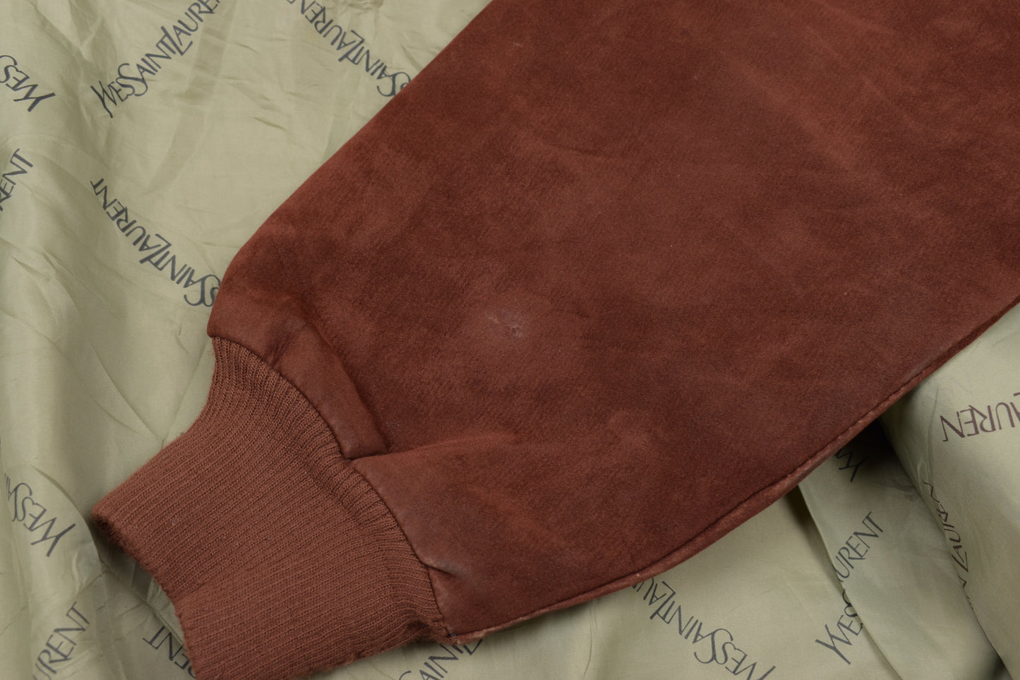 * Vintage Pervin Saint Laurent Brown Suede Leather Jacket Made in Italy, Size L, V.Good 8/10