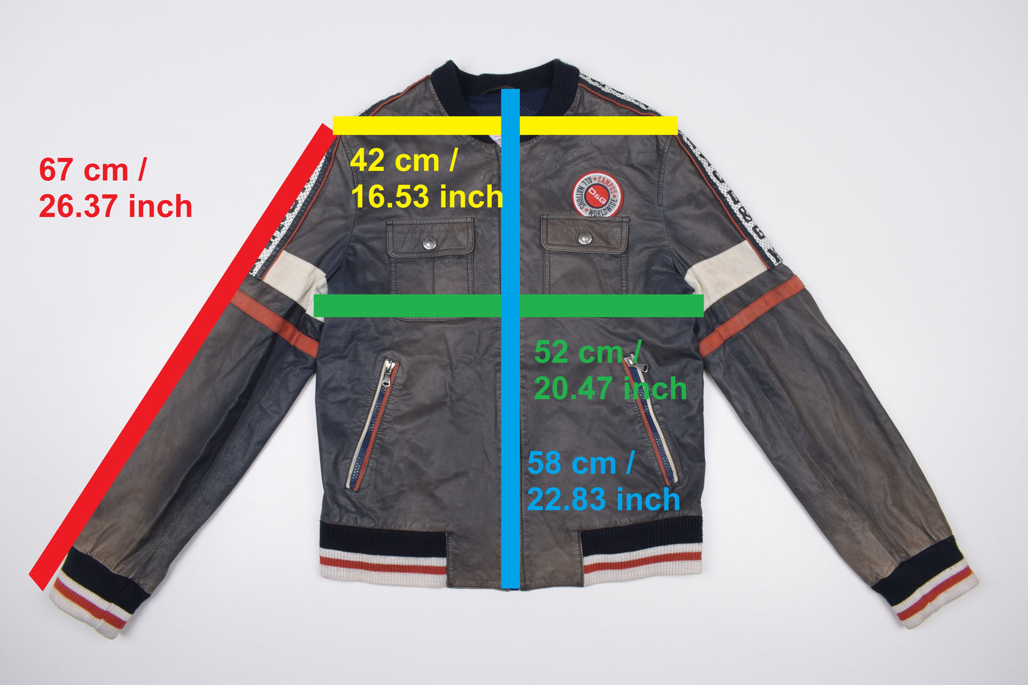 * Dolce & Gabbana Perforated Leather Logo Spellout Leather Bomber Jacket, Size 48 M, Good 6/10 *