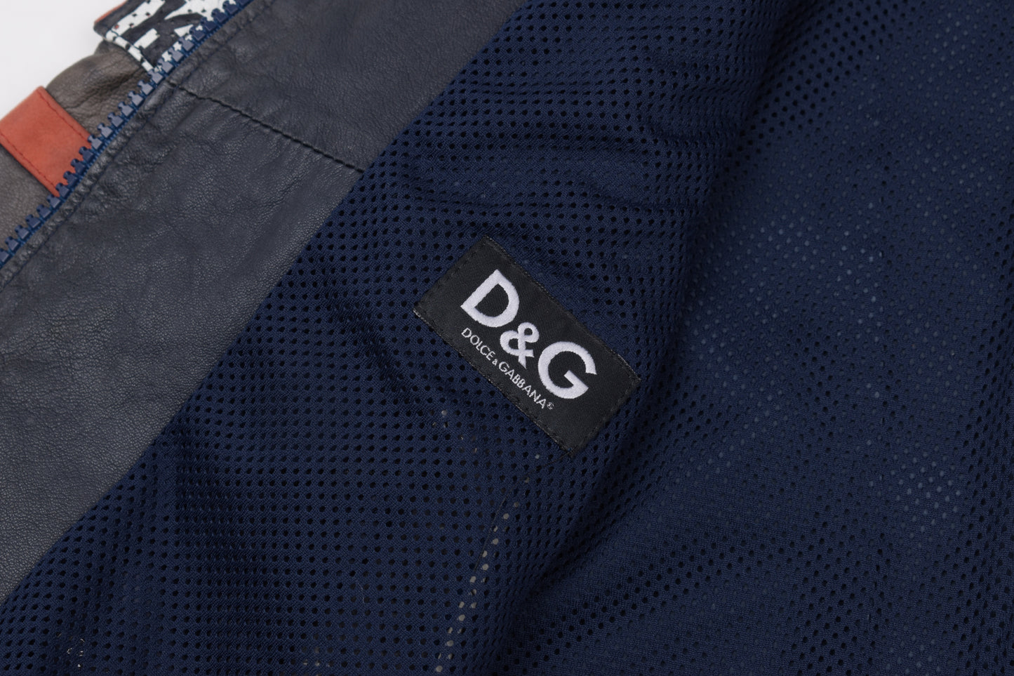 * Dolce & Gabbana Perforated Leather Logo Spellout Leather Bomber Jacket, Size 48 M, Good 6/10 *