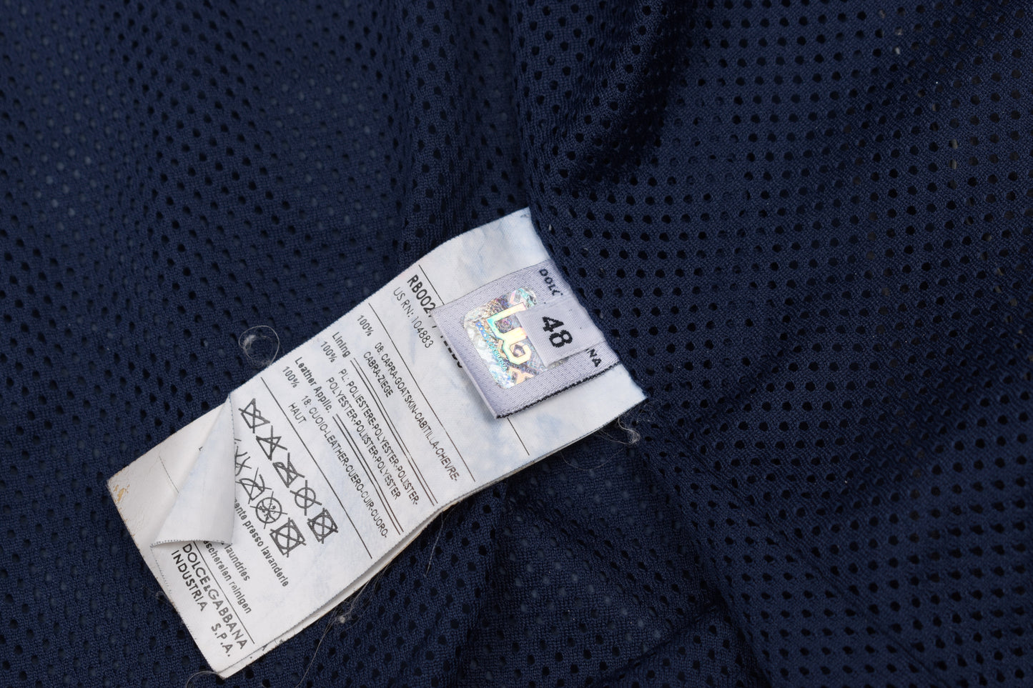 * Dolce & Gabbana Perforated Leather Logo Spellout Leather Bomber Jacket, Size 48 M, Good 6/10 *