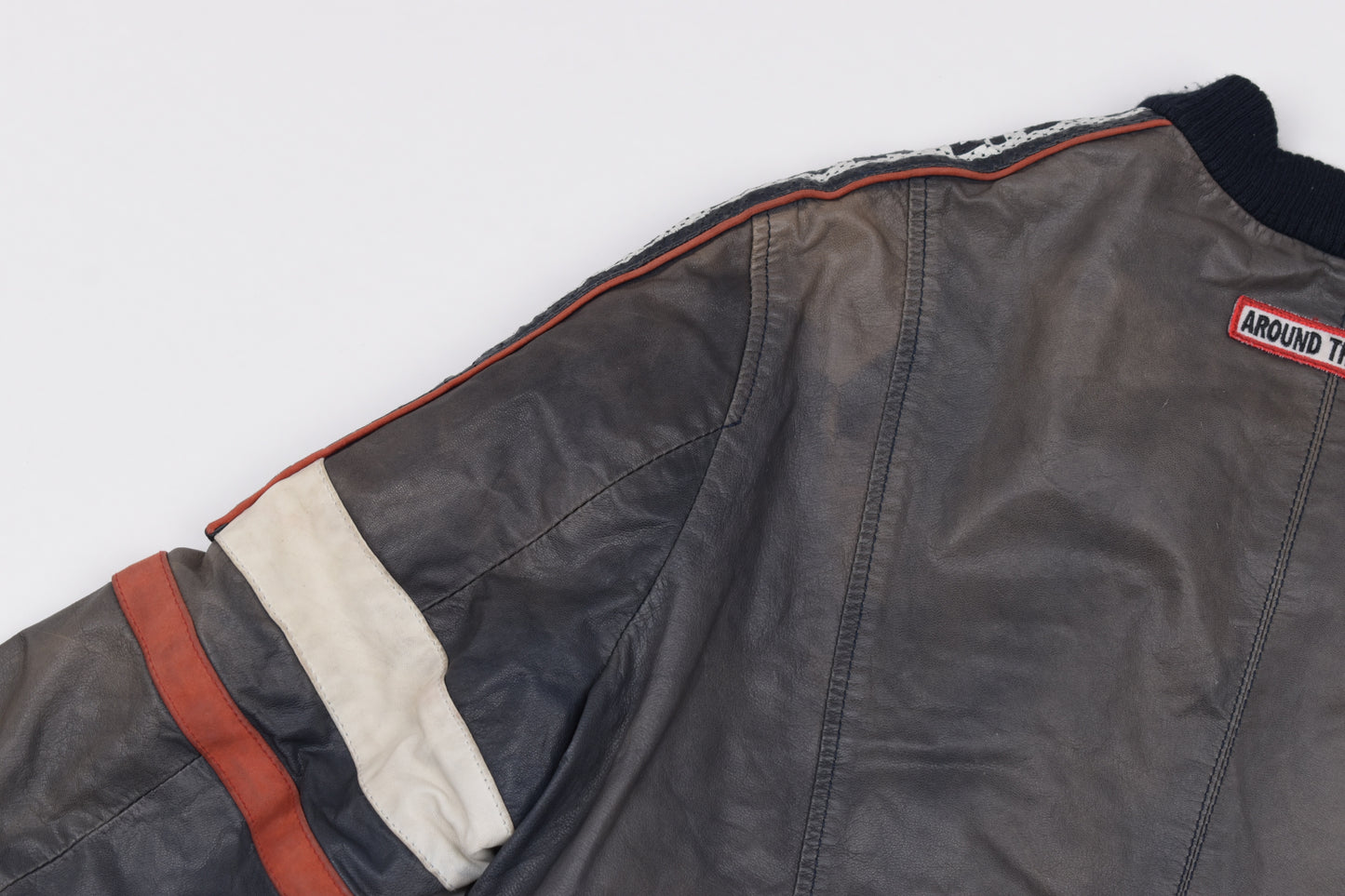 * Dolce & Gabbana Perforated Leather Logo Spellout Leather Bomber Jacket, Size 48 M, Good 6/10 *