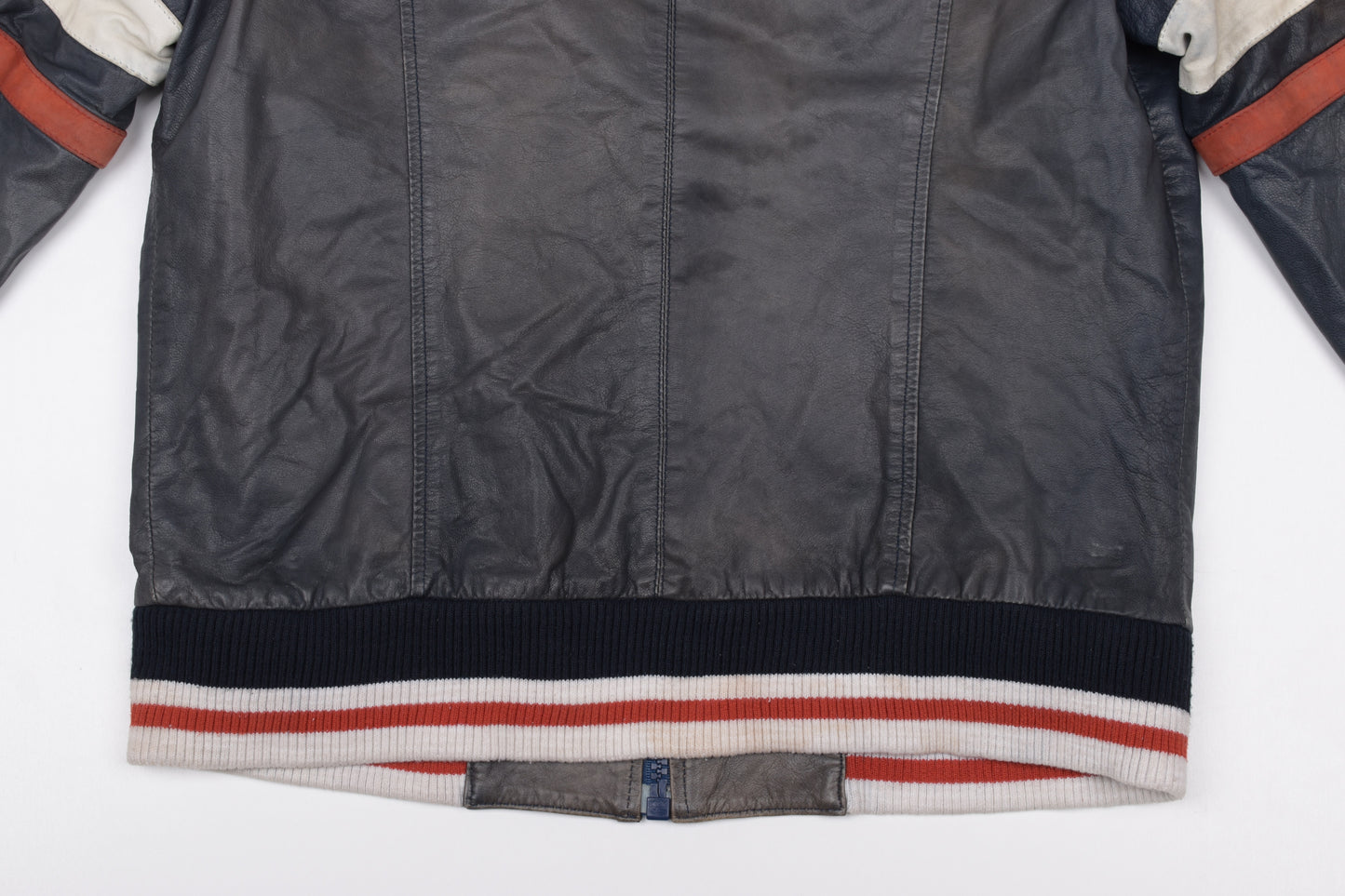 * Dolce & Gabbana Perforated Leather Logo Spellout Leather Bomber Jacket, Size 48 M, Good 6/10 *