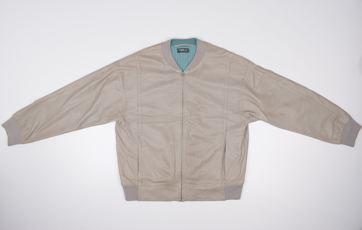 * Vintage Torras Cream Beige Men’s Leather Jacket, Size 54 XL, Good 6/10 *