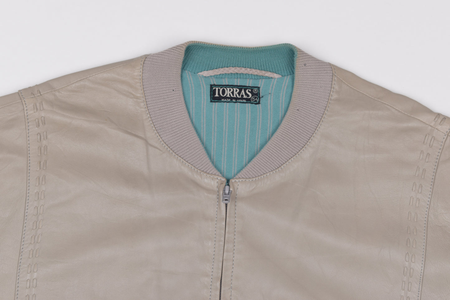 * Vintage Torras Cream Beige Men’s Leather Jacket, Size 54 XL, Good 6/10 *