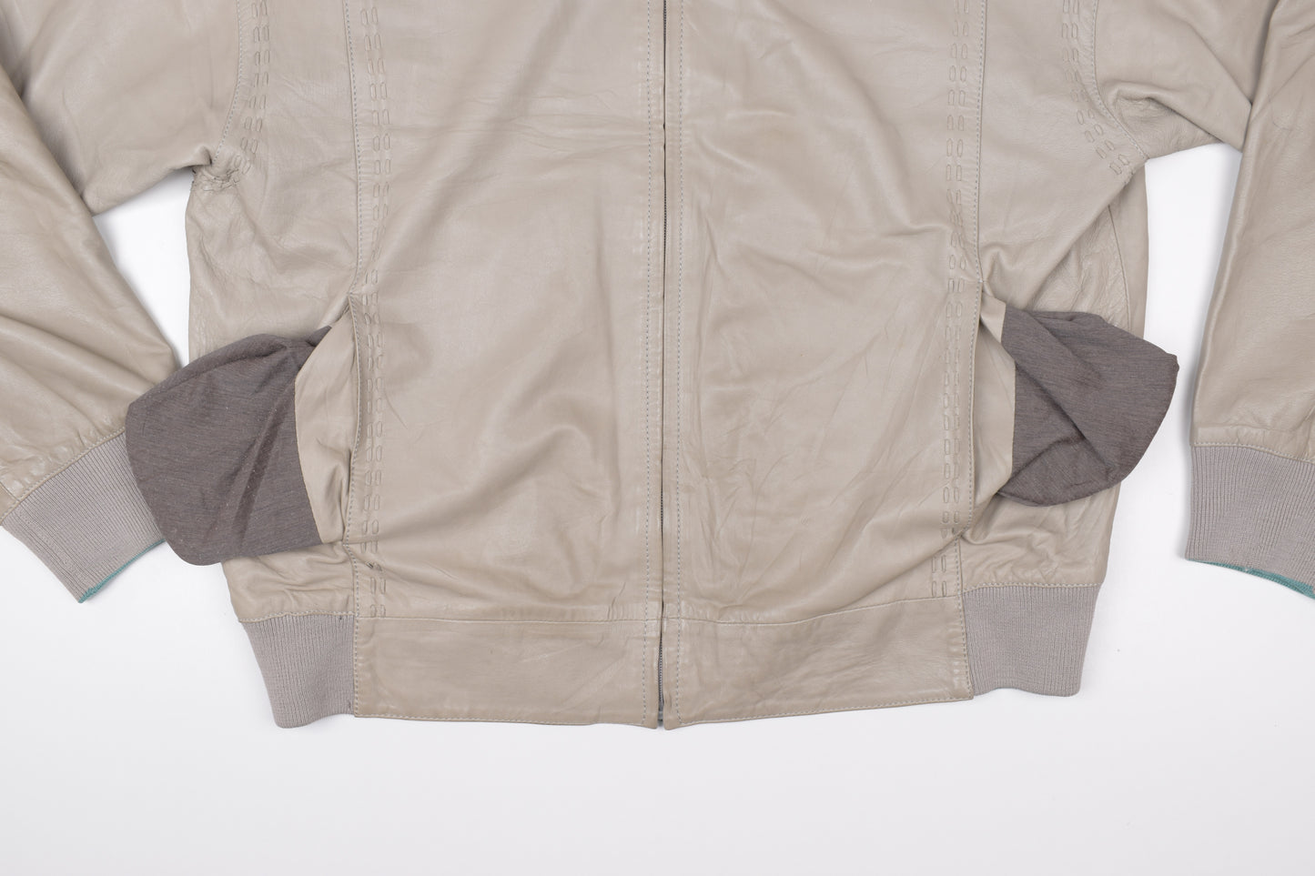* Vintage Torras Cream Beige Men’s Leather Jacket, Size 54 XL, Good 6/10 *