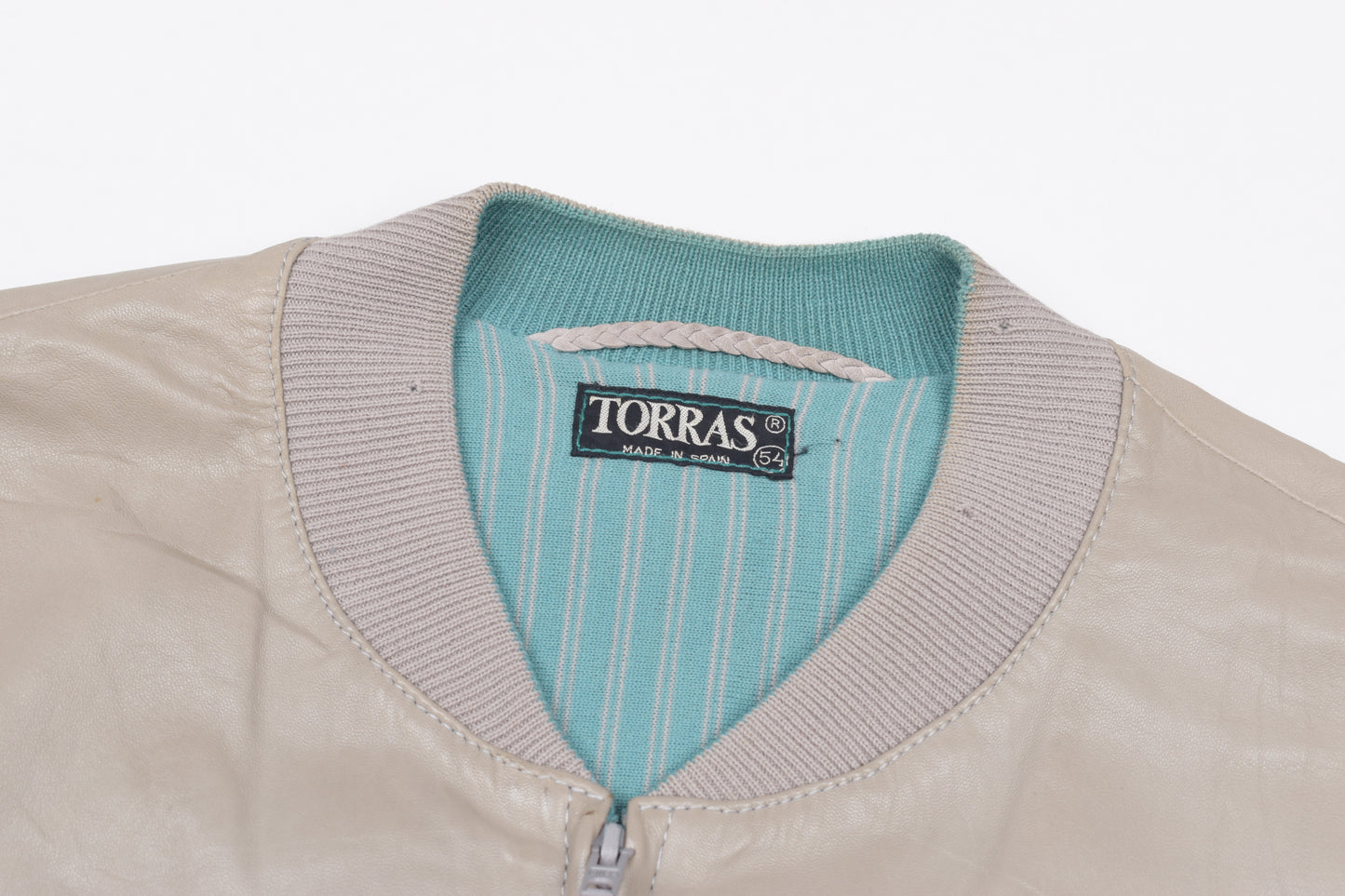 * Vintage Torras Cream Beige Men’s Leather Jacket, Size 54 XL, Good 6/10 *
