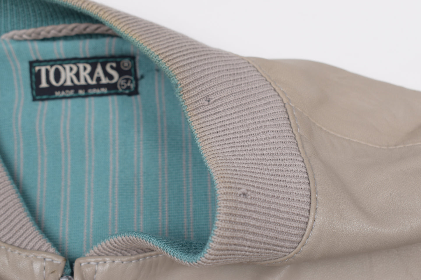 * Vintage Torras Cream Beige Men’s Leather Jacket, Size 54 XL, Good 6/10 *