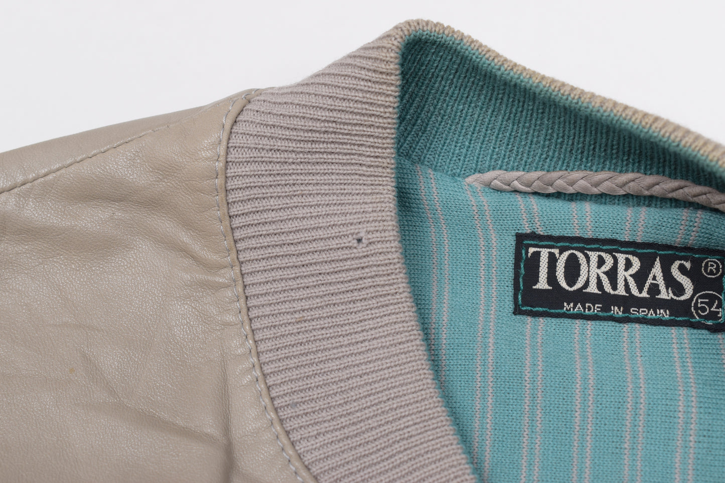 * Vintage Torras Cream Beige Men’s Leather Jacket, Size 54 XL, Good 6/10 *