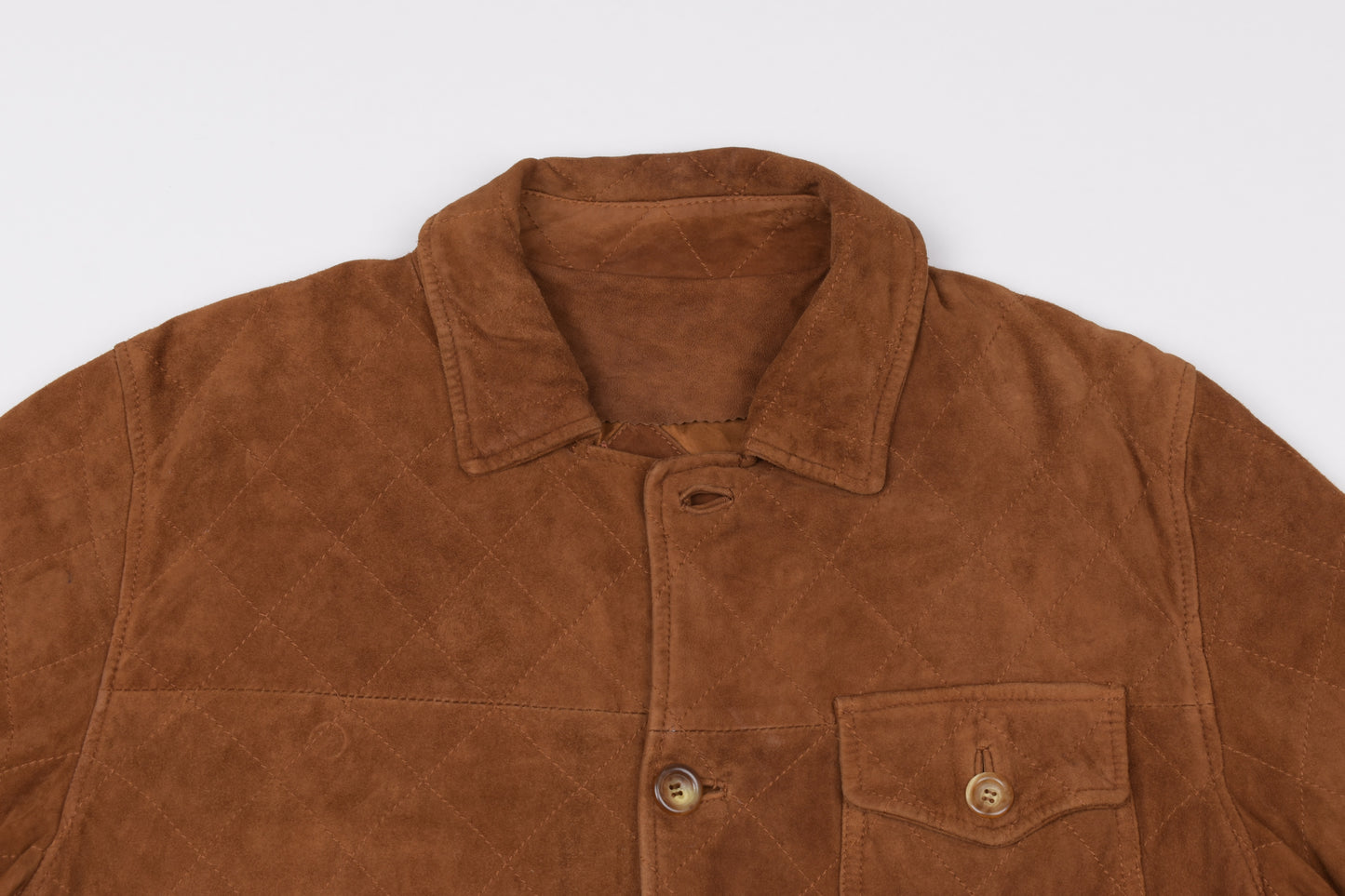 * VALSTAR MILANO VALSTARINO Quilted Brown Suede Leather Men Jacket, Size 48 L, Good 6/10 *
