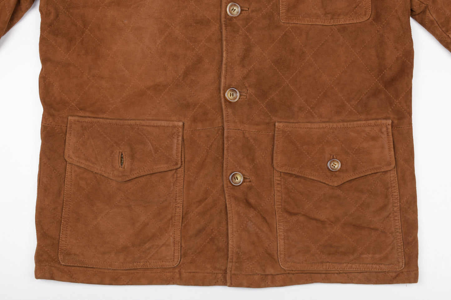* VALSTAR MILANO VALSTARINO Quilted Brown Suede Leather Men Jacket, Size 48 L, Good 6/10 *