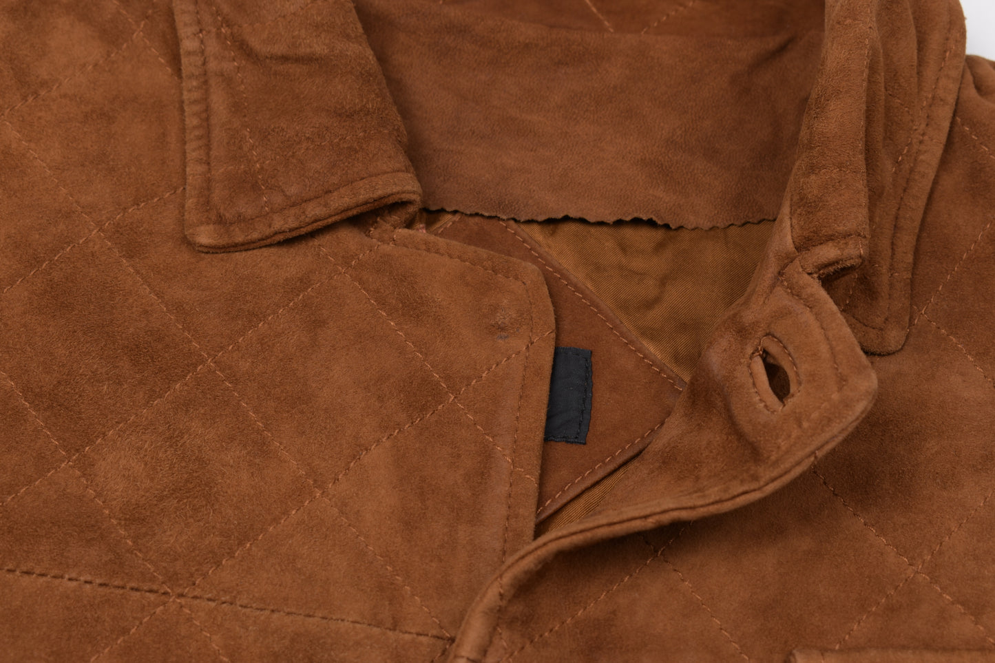 * VALSTAR MILANO VALSTARINO Quilted Brown Suede Leather Men Jacket, Size 48 L, Good 6/10 *