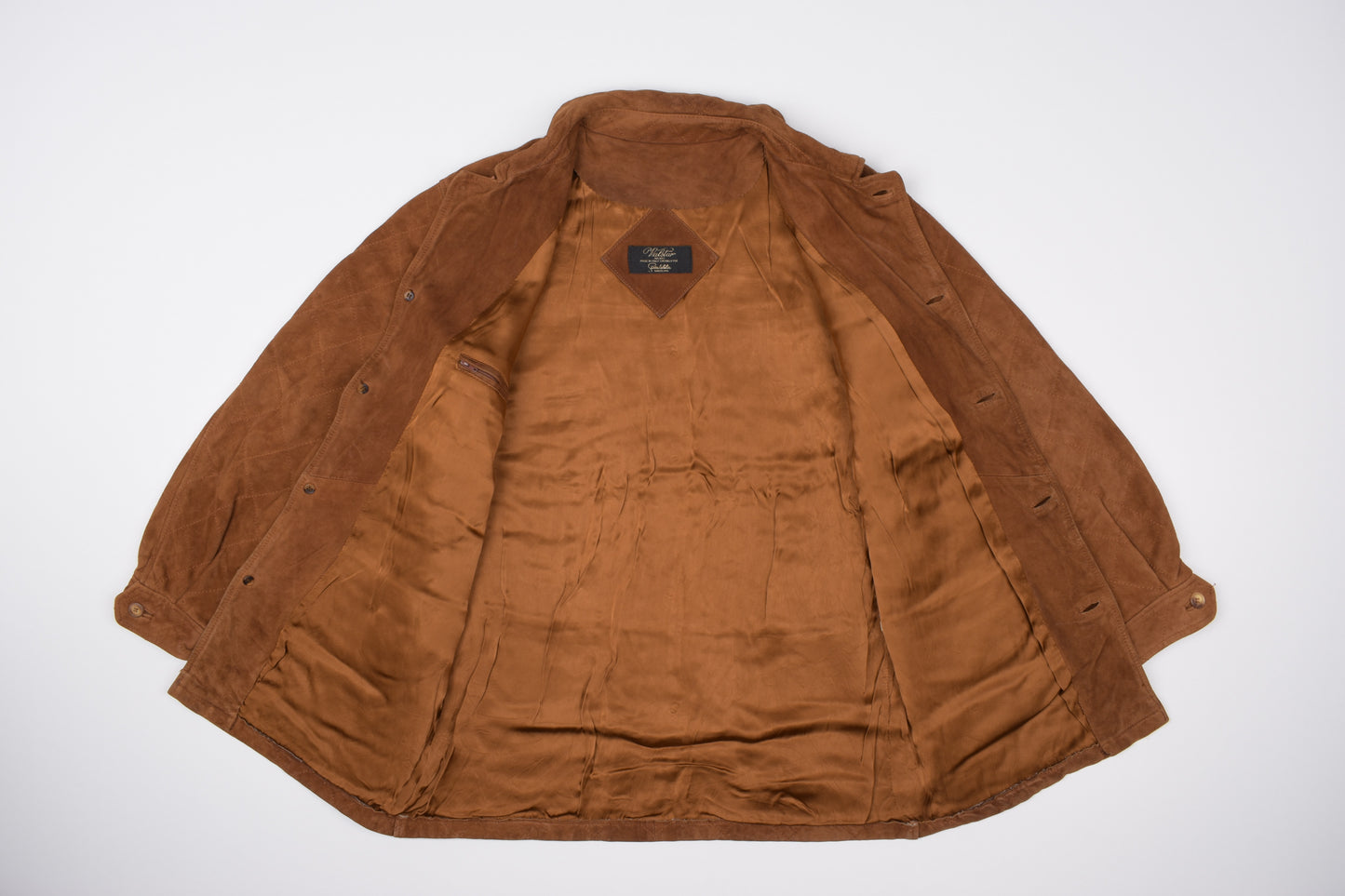 * VALSTAR MILANO VALSTARINO Quilted Brown Suede Leather Men Jacket, Size 48 L, Good 6/10 *