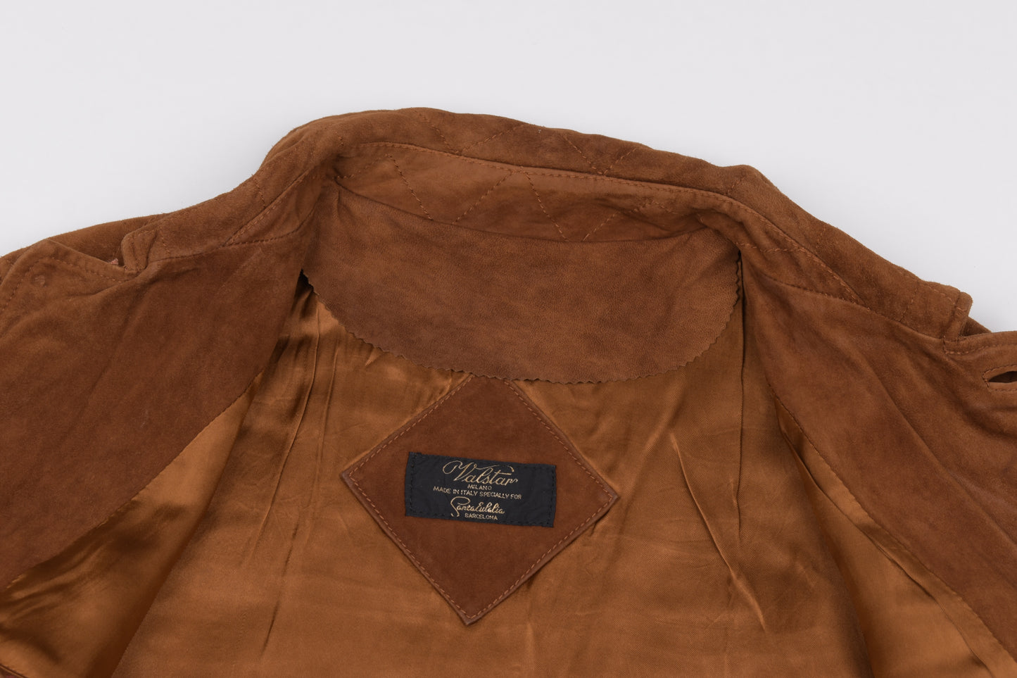 * VALSTAR MILANO VALSTARINO Quilted Brown Suede Leather Men Jacket, Size 48 L, Good 6/10 *