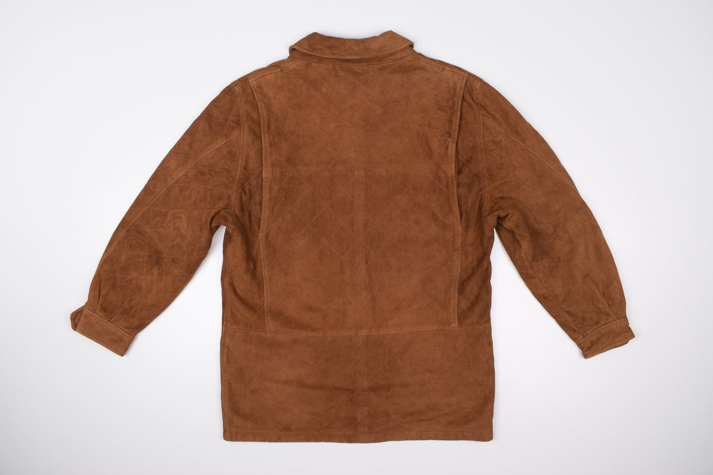 * VALSTAR MILANO VALSTARINO Quilted Brown Suede Leather Men Jacket, Size 48 L, Good 6/10 *
