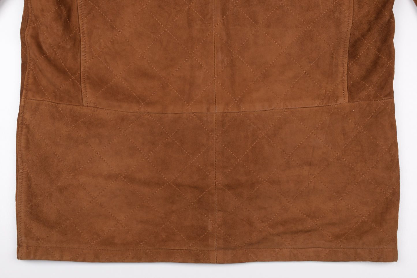 * VALSTAR MILANO VALSTARINO Quilted Brown Suede Leather Men Jacket, Size 48 L, Good 6/10 *