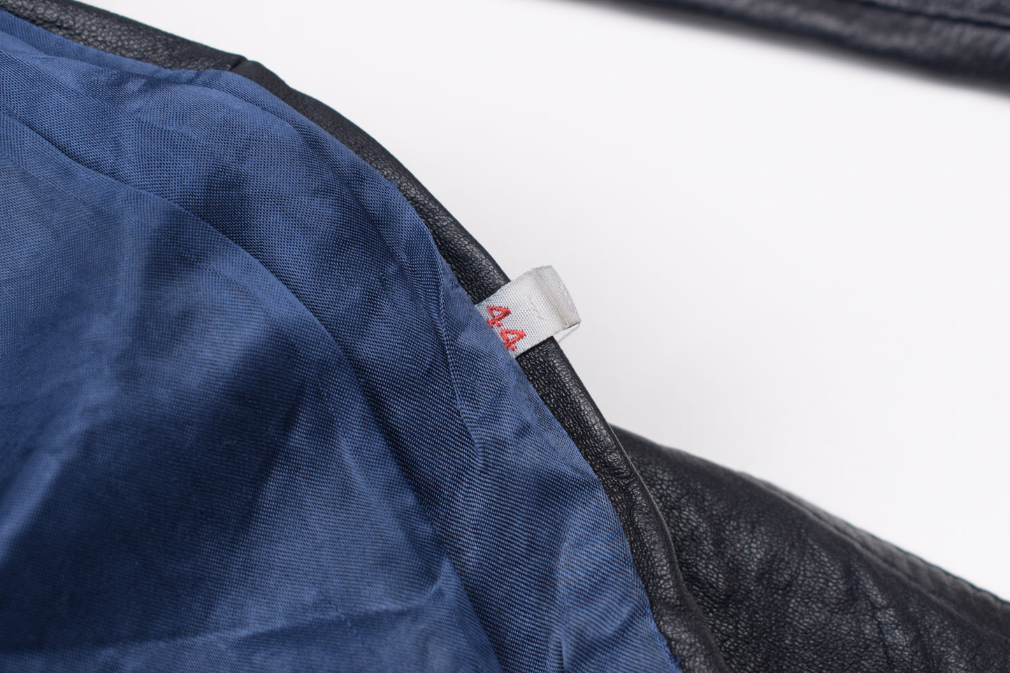 * Vintage Lavabre Cadet France Blue Navy Leather Coat, Size 44 L, Good 6/10 *