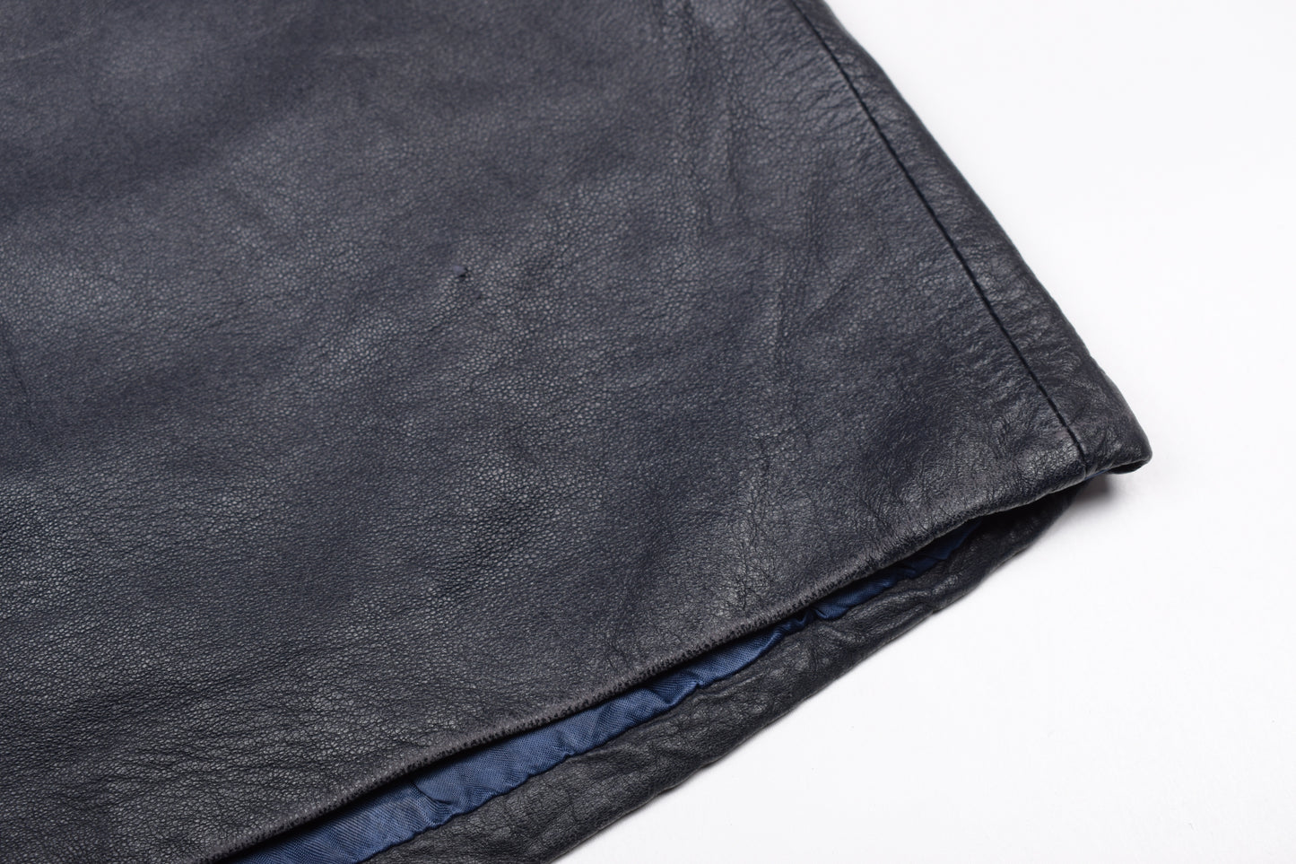 * Vintage Lavabre Cadet France Blue Navy Leather Coat, Size 44 L, Good 6/10 *