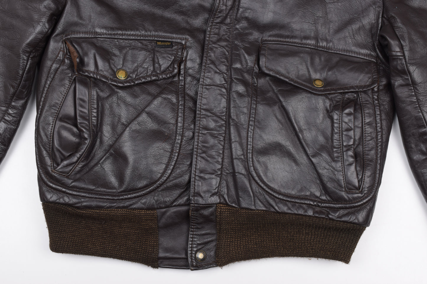 * Vintage Wrangler Brown Leather G-1 Flight Jacket, Made In USA, Size M, Good 6/10 *