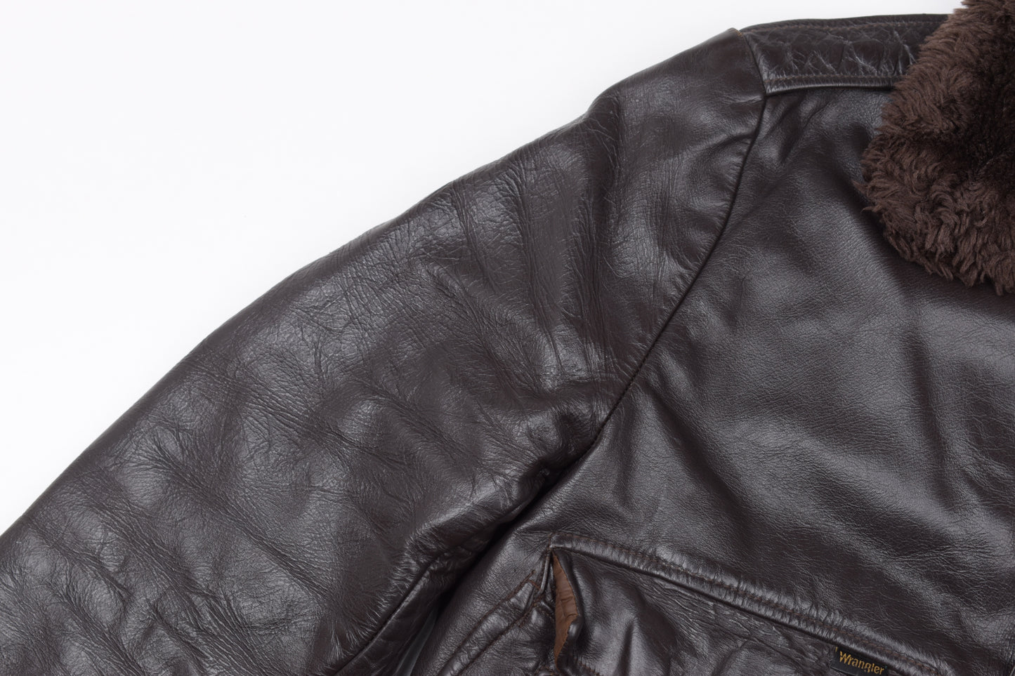 * Vintage Wrangler Brown Leather G-1 Flight Jacket, Made In USA, Size M, Good 6/10 *
