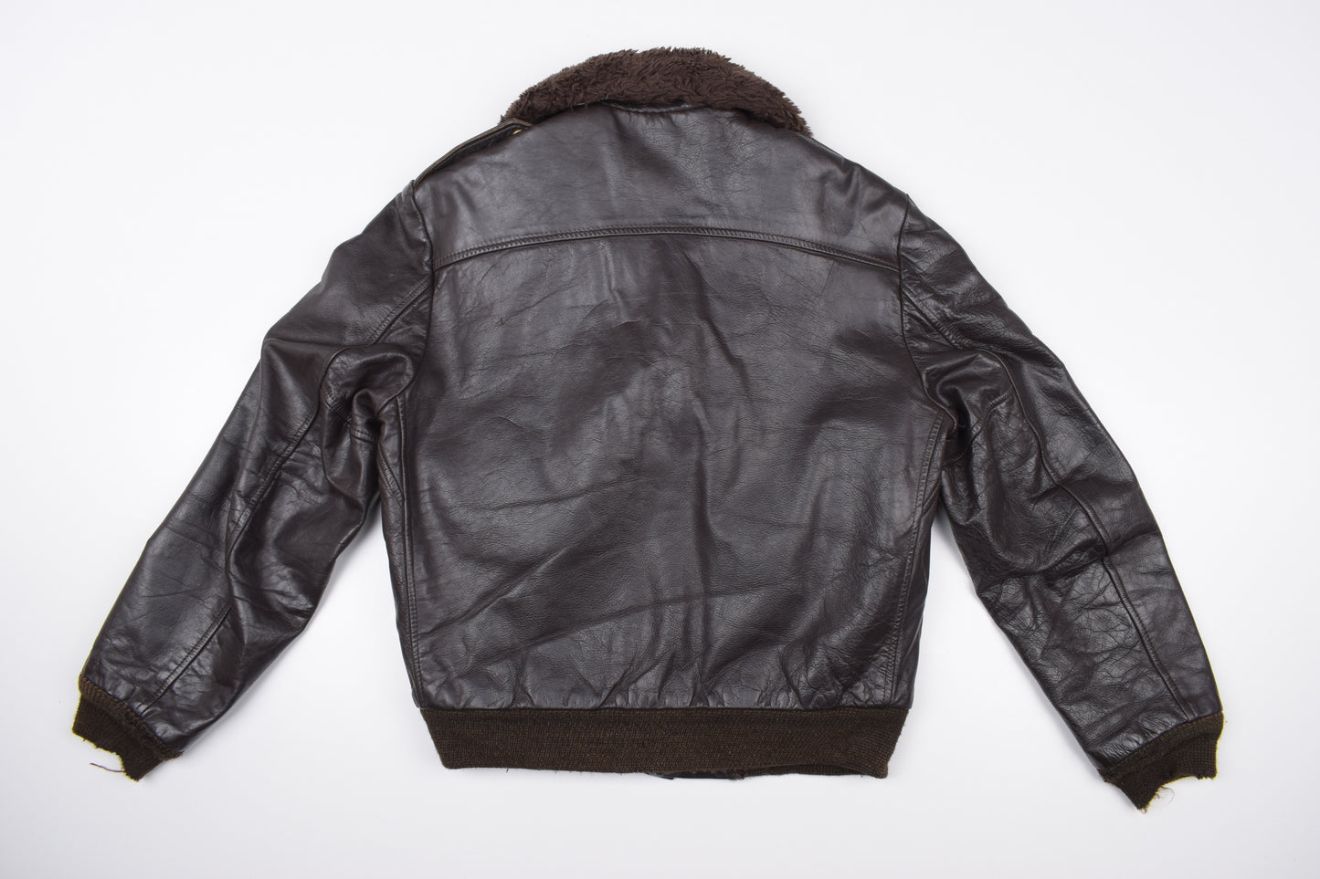 * Vintage Wrangler Brown Leather G-1 Flight Jacket, Made In USA, Size M, Good 6/10 *