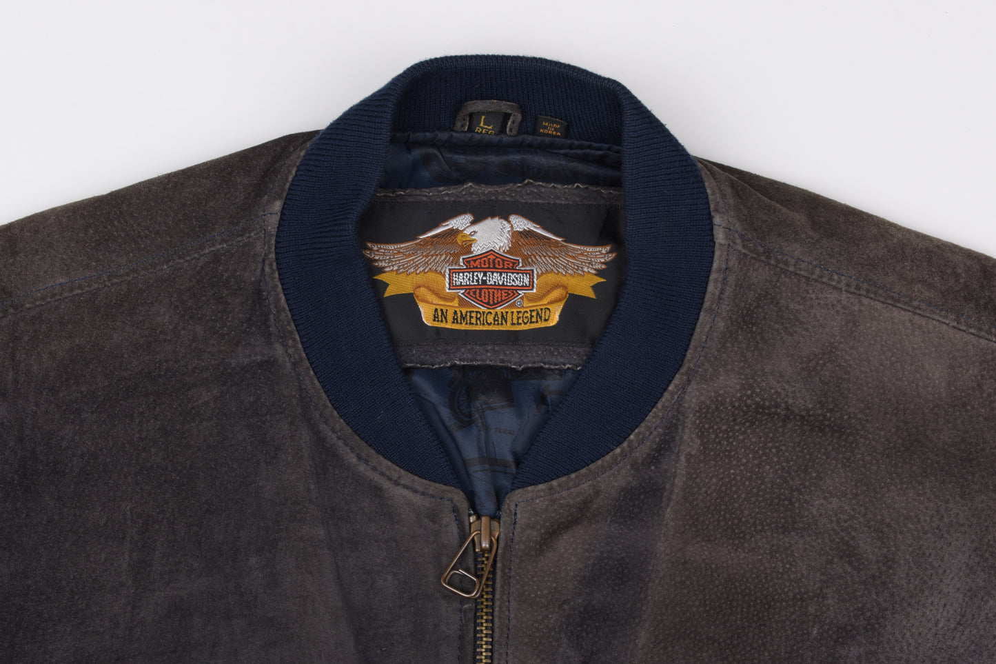 * Vintage 90s Harley Davidson Suede Leather Jacket, Made in Korea, Size L, V.Good 7/10 *