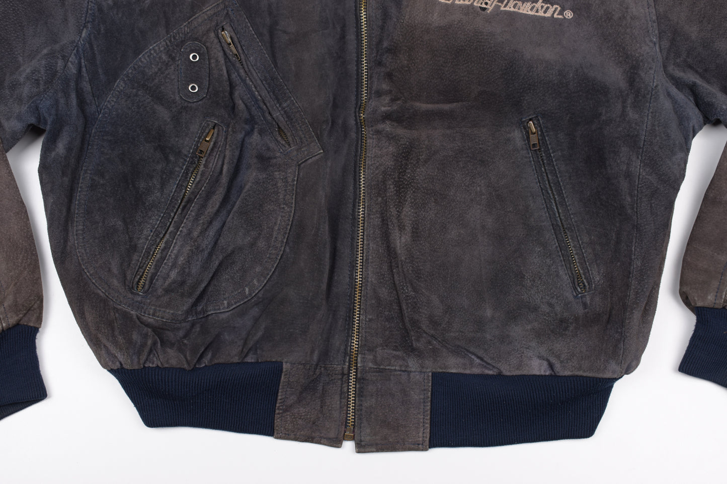 * Vintage 90s Harley Davidson Suede Leather Jacket, Made in Korea, Size L, V.Good 7/10 *