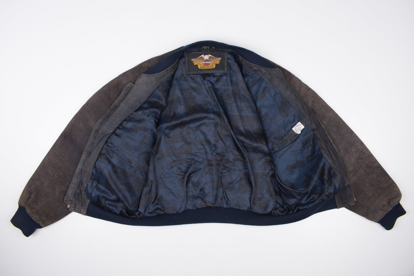 * Vintage 90s Harley Davidson Suede Leather Jacket, Made in Korea, Size L, V.Good 7/10 *