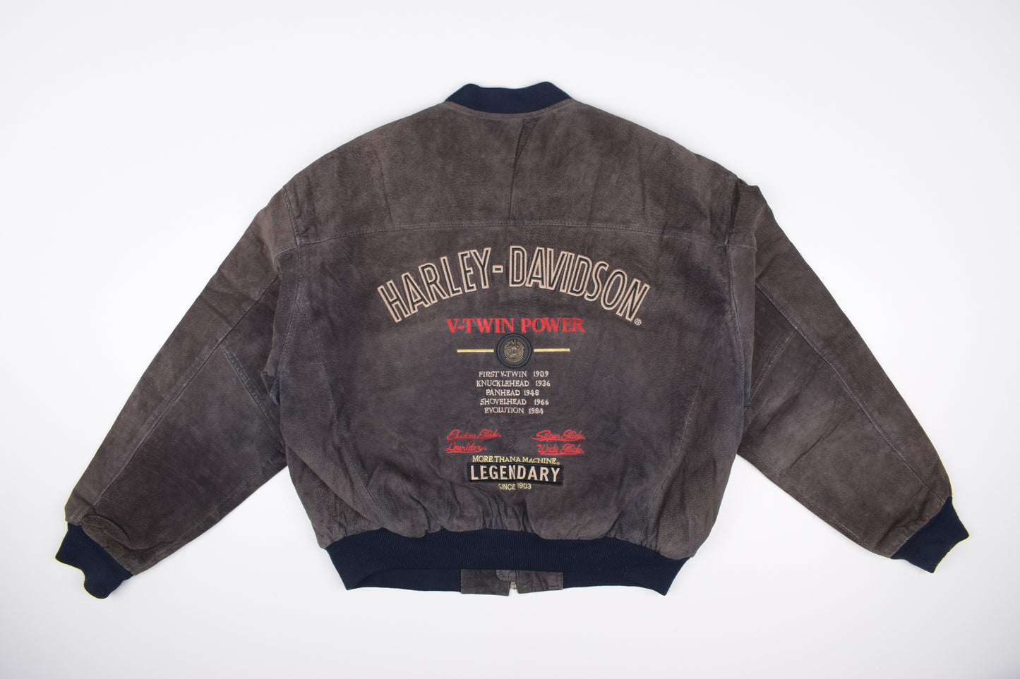 * Vintage 90s Harley Davidson Suede Leather Jacket, Made in Korea, Size L, V.Good 7/10 *