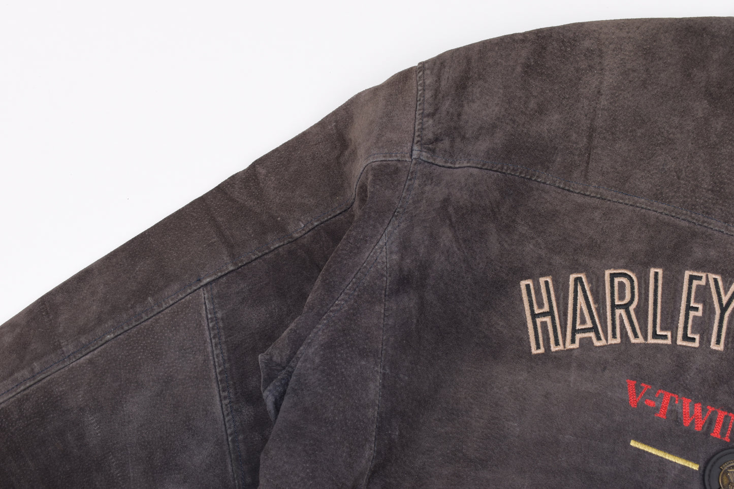 * Vintage 90s Harley Davidson Suede Leather Jacket, Made in Korea, Size L, V.Good 7/10 *