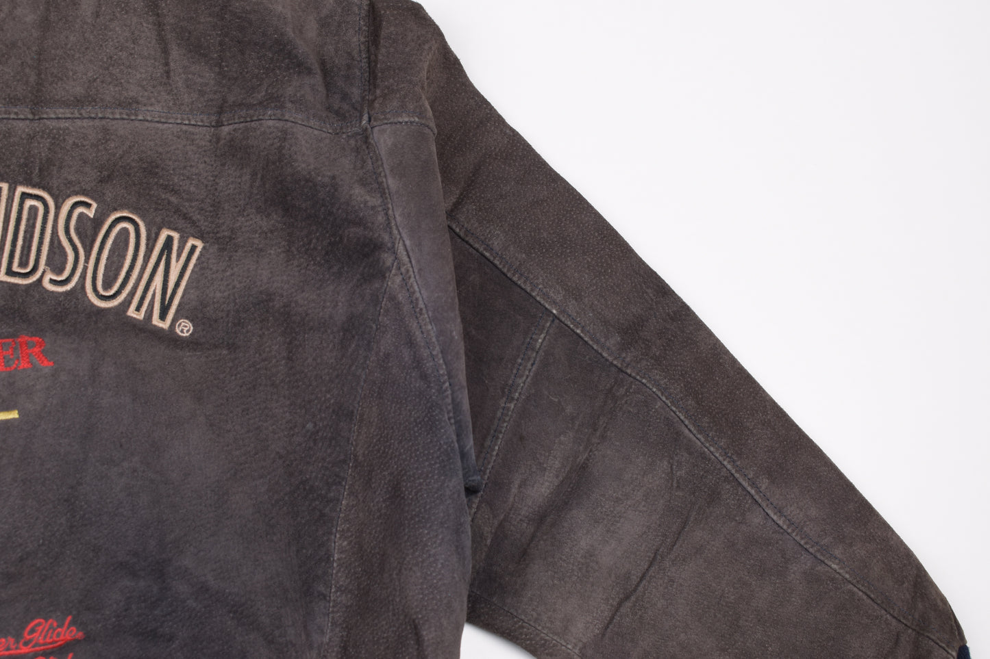 * Vintage 90s Harley Davidson Suede Leather Jacket, Made in Korea, Size L, V.Good 7/10 *