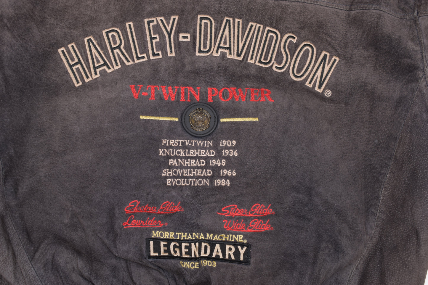 * Vintage 90s Harley Davidson Suede Leather Jacket, Made in Korea, Size L, V.Good 7/10 *