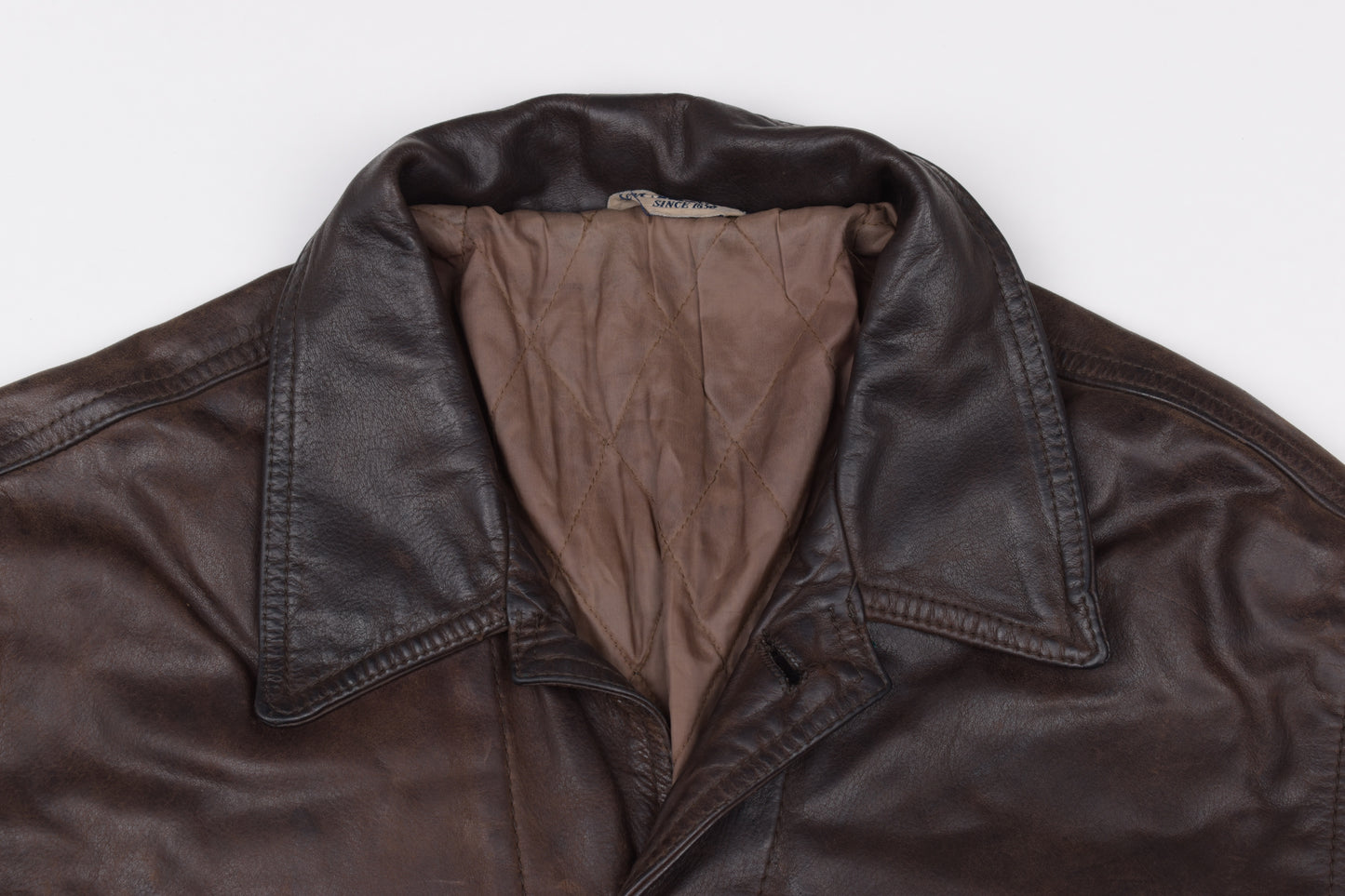 * Vintage 80s Levi's White Tab Brown Leather Type 3 Trucker Jacket Size L, V.Good 7/10 *