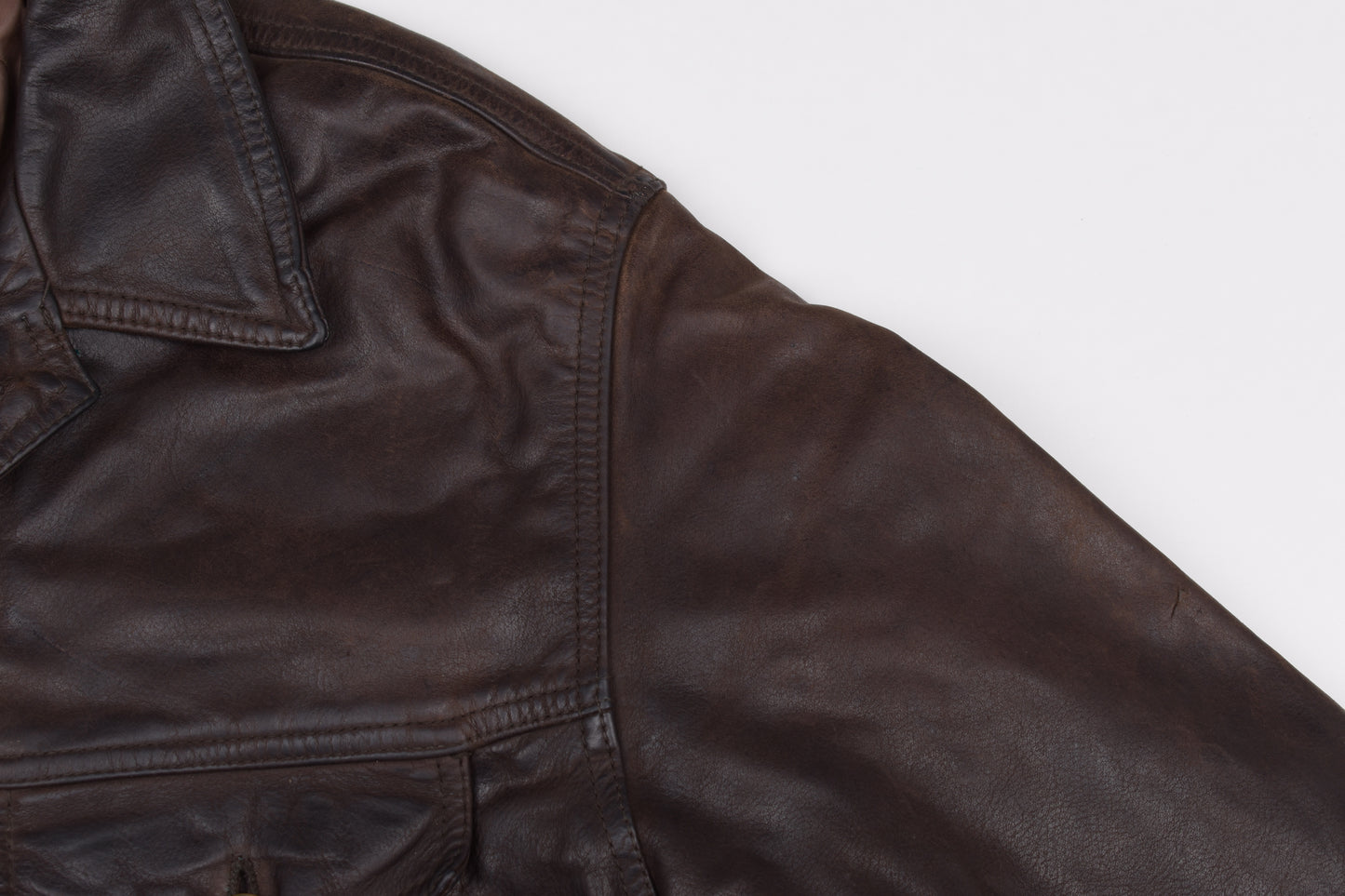 * Vintage 80s Levi's White Tab Brown Leather Type 3 Trucker Jacket Size L, V.Good 7/10 *